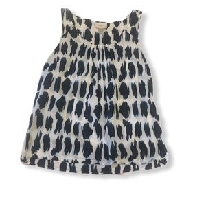 Ann Taylor Loft Blue Brush Strokes Pleasted Cotton Blouse Size Medium